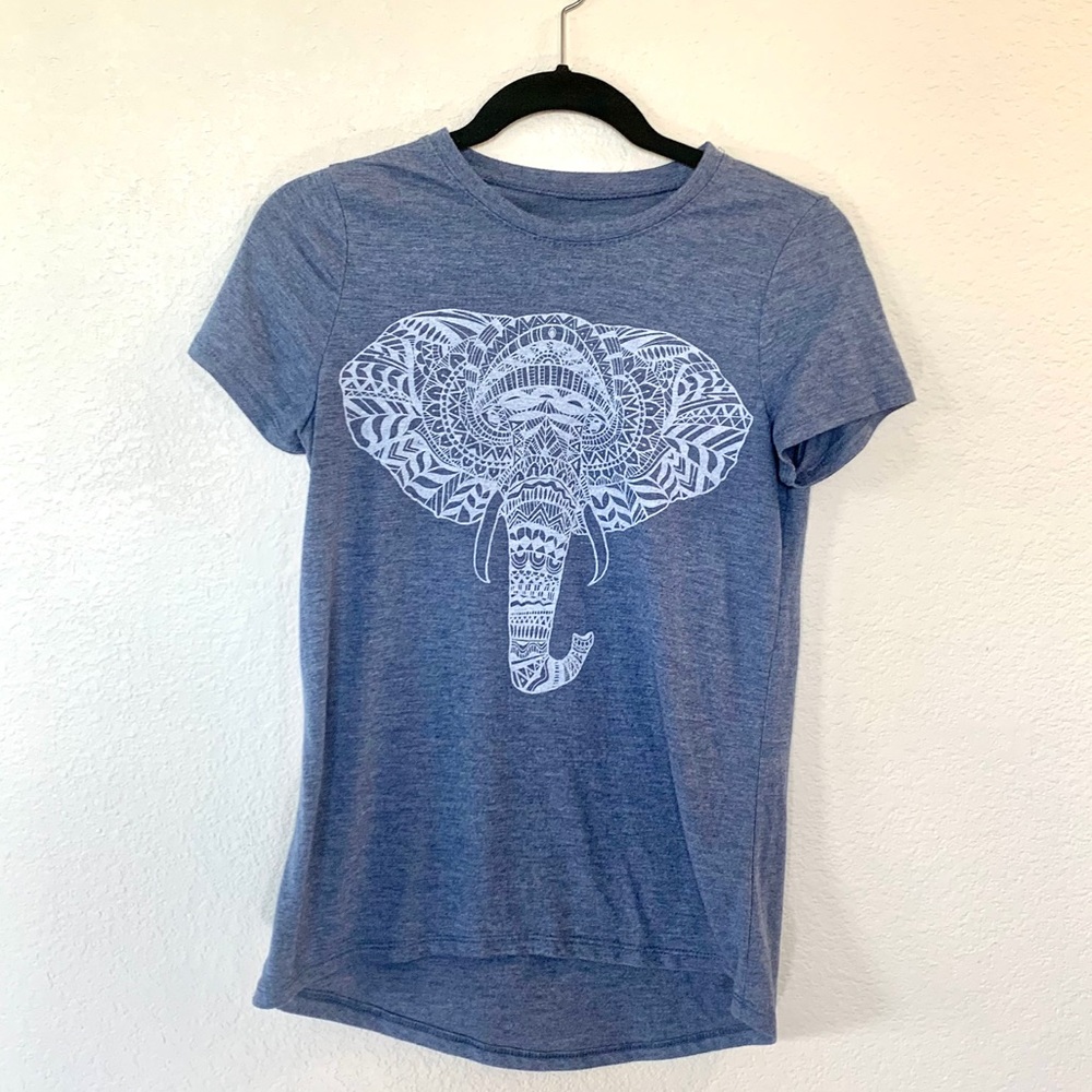 Elephant Tribal Soft Blue Tee